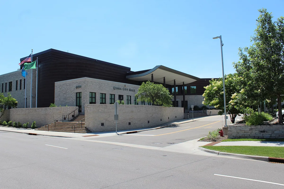 The exterior of Edina City Hall in Edina, Minnesota