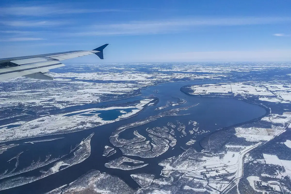 The Mississippi River near Rosemount, Minnesota, from the air